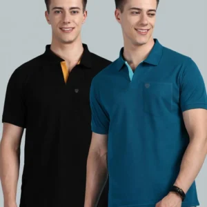 LUX cozi Pack of 2 Men Solid Polo Neck Cotton Blend Multicolor T-SHIRT